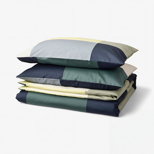 BRUNKRISSLA duvet cover and 2 pillowcases