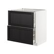 METOD/MAXIMERA - Kab dsr 2 bag dpn/2laci tinggi, putih/Lerhyttan diwarnai hitam, 80x60x80 cm