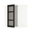 METOD - Corner wall cab w shelves/glass dr, white/Lerhyttan black stained, 68x37x80 cm