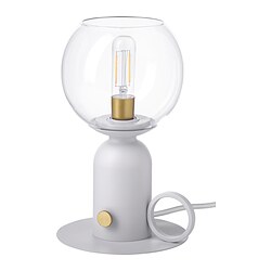 ÅSKMULLER - Lampu meja, dapat diredupkan abu-abu muda, 24 cm