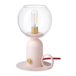 ÅSKMULLER - Lampu meja, dapat diredupkan merah muda terang/merah, 24 cm