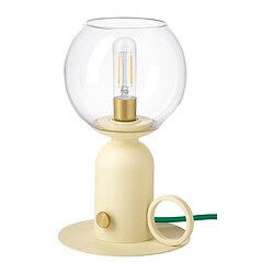 ÅSKMULLER - Lampu meja, dapat diredupkan kuning muda/hijau, 24 cm