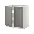 METOD - Kabinet dasar dg rak/2 pintu, putih/Bodbyn abu-abu, 80x60x80 cm