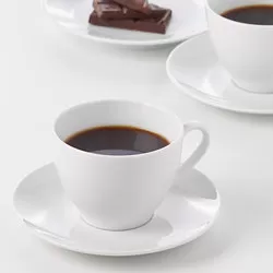 VÄRDERA - Cangkir kopi dan tatakan, putih, 20 cl