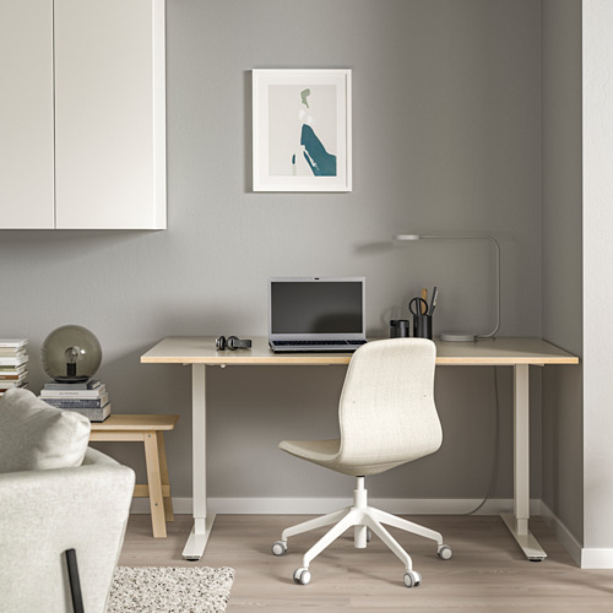 SKARSTA desk sit/stand, beige/white IKEA Indonesia