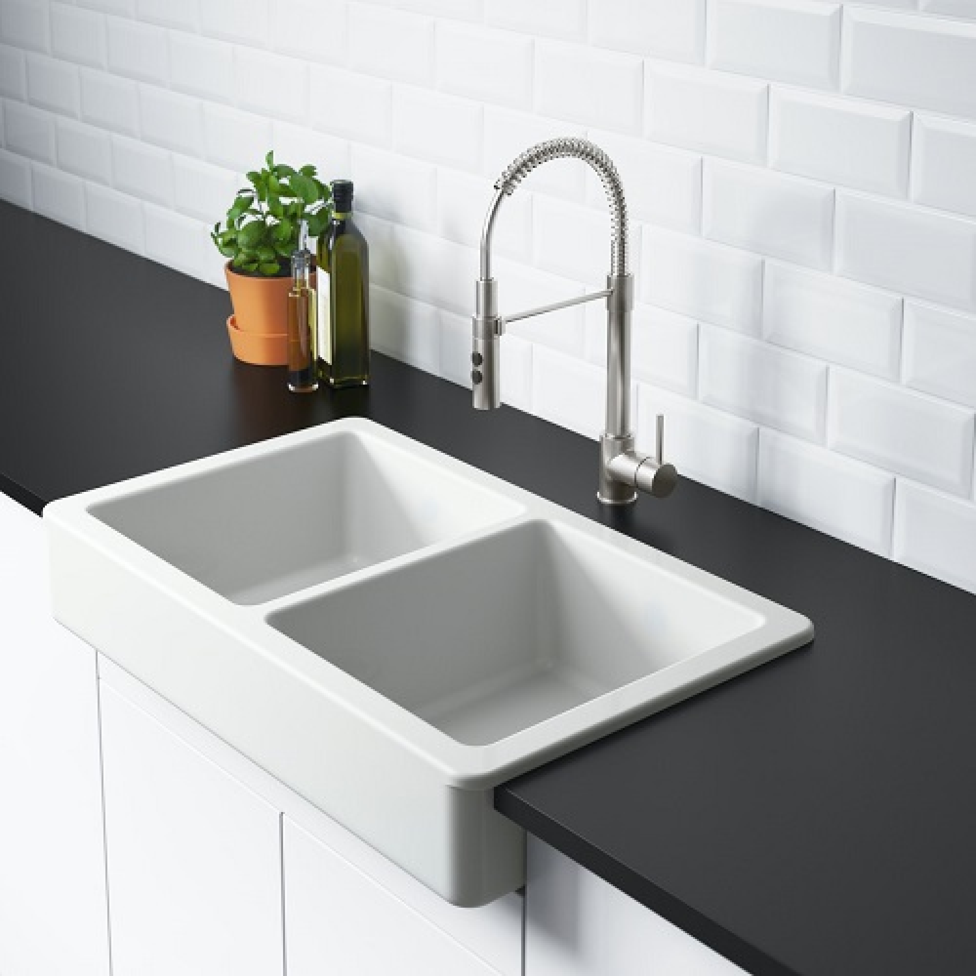 HAVSEN sink bowl, 2 bowls w visible front, white | IKEA Indonesia