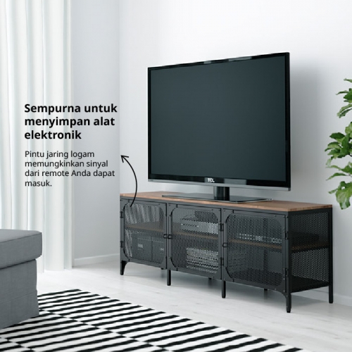 FJÄLLBO meja TV, hitam, 150x36x54 cm | IKEA Indonesia