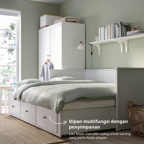 HEMNES day-bed frame with 3 drawers, white, 80x200 cm | IKEA Indonesia