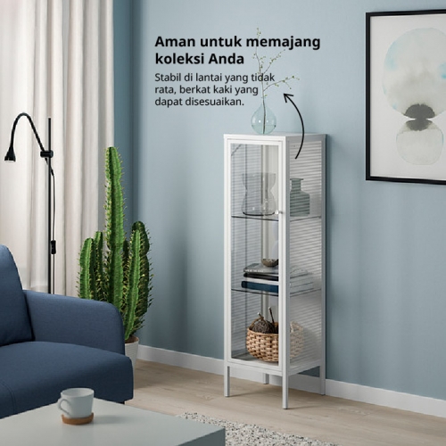 BAGGEBO glass-door cabinet, metal/white, 34x30x116 cm | IKEA Indonesia