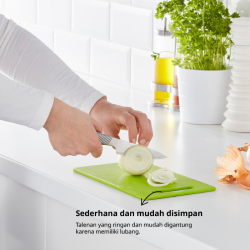 HOPPLÖS - Chopping board, green, 24x15 cm