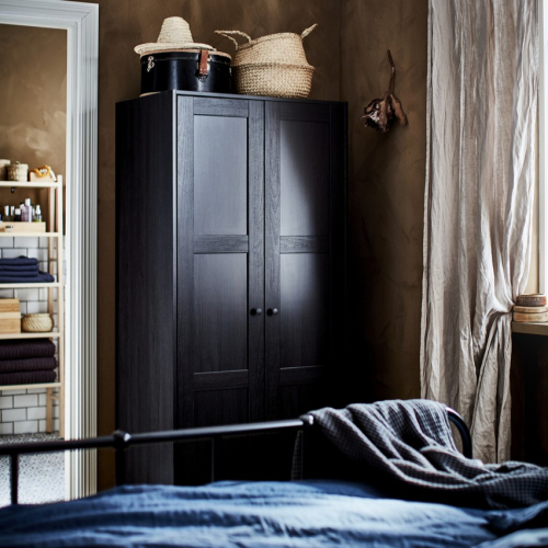 RAKKESTAD wardrobe with 2 doors, black-brown, 79x176 cm | IKEA