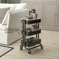 RÅSKOG - Troli, hitam, 28x38x61 cm