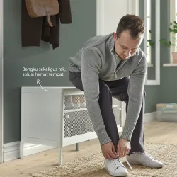 MACKAPÄR - Bangku penyimpanan dgn pintu geser, putih, 100x37 cm