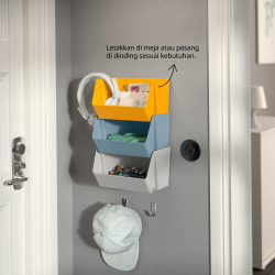 FODERTRÅG - Organiser for desk/wall, grey-blue, 25x18x15 cm