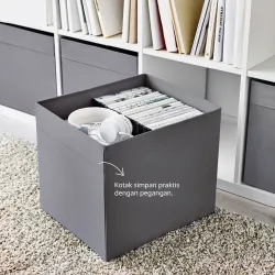 DRÖNA - Kotak, abu-abu tua, 33x38x33 cm