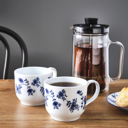 ENTUSIASM - Jumbo cup, patterned/white blue, 50 cl