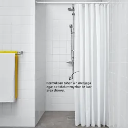BJÄRSEN - Tirai shower, putih, 180x200 cm