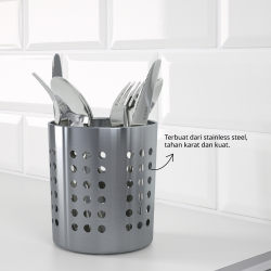 ORDNING - Cutlery stand, stainless steel, 13.5 cm