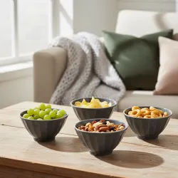 STRIMMIG - Bowl, stoneware light grey, 11 cm