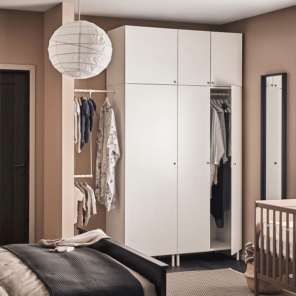 Small Bedroom With Mirror Wardrobe Stock Photo - Download Image