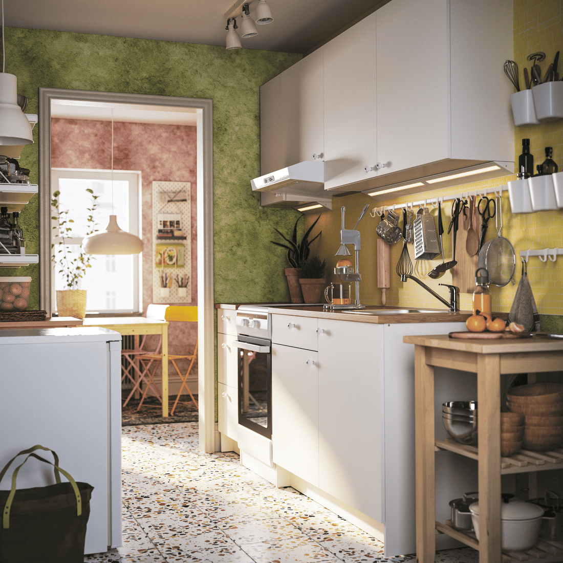 set dapur KNOXHULT dua sisi warna putih