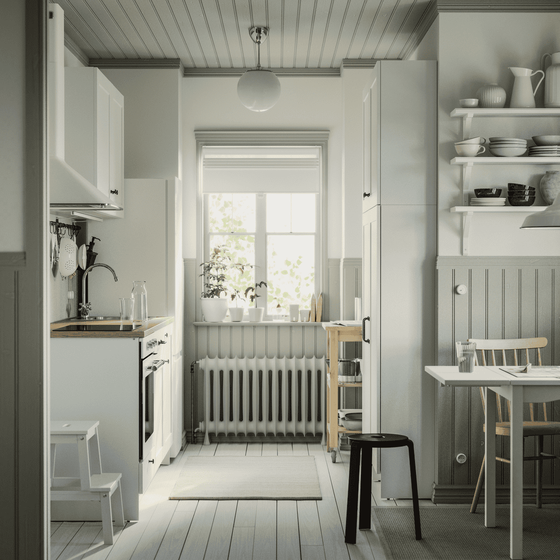 lorong untuk jalur jalan di depan kitchen set dapur