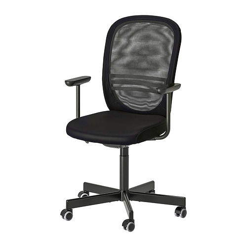 FLINTAN Office chair with armrests, black