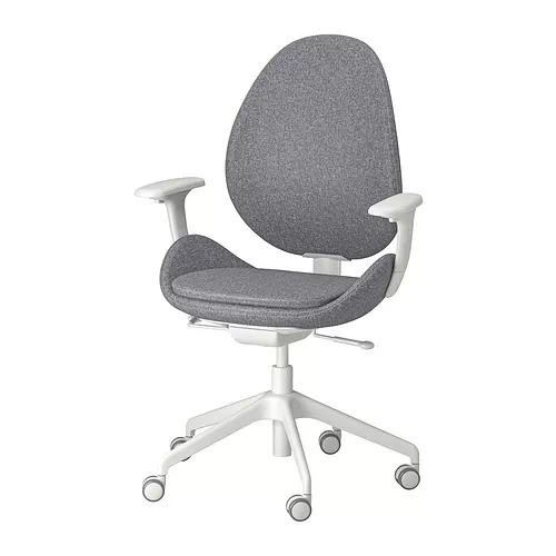 HATTEFJÄLL Kursi kantor dgn sndrn tangan, gunnared abu-abu medium/putih