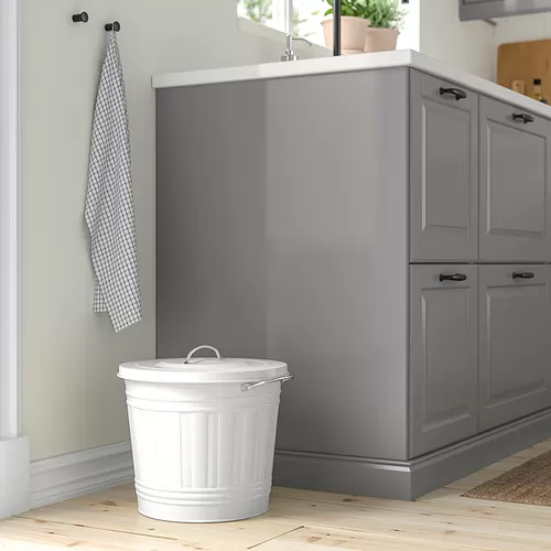 KNODD Tempat sampah dg penutup, putih, 16 l