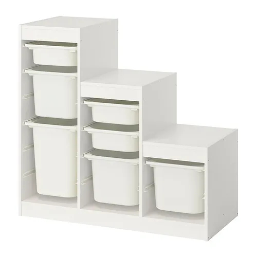 TROFAST Storage combination with boxes, white/white, 99x44x95 cm