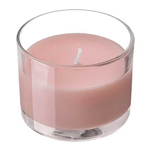 LOTSFÅGEL Scented candle in glass, red berries light pink, 20 hr