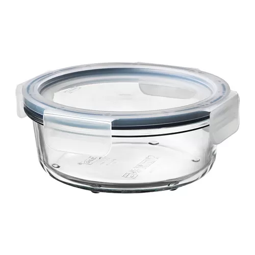 IKEA 365+ Wadah makanan dengan penutup, bulat kaca/plastik, 400 ml