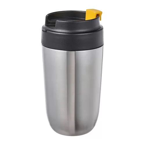 ENVÄLDIG Insulated travel mug, stainless steel/black, 35 cl