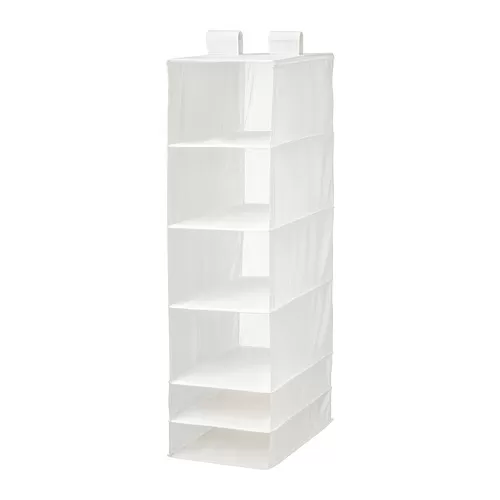 SKUBB Storage with 6 compartments, white, 35x45x125 cm
