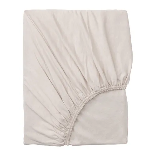 VÅRVIAL Fitted sheet, beige, 180x200 cm