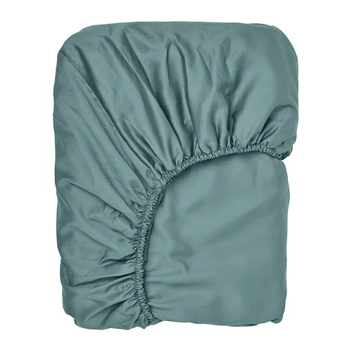 NATTJASMIN Fitted sheet, blue-green, 120x200 cm