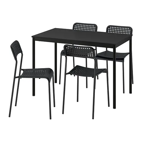 SANDSBERG Table and 4 chairs, black black/black, 110x67 cm