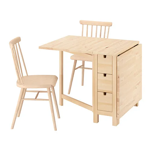 HÖGVED/NORDEN Table and 2 chairs, birch/birch veneer, 26/89/152 cm