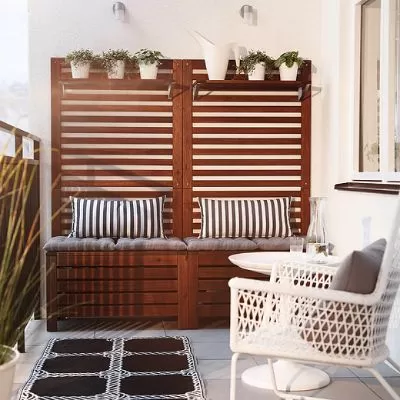 Tidy bench storage for tight spaces