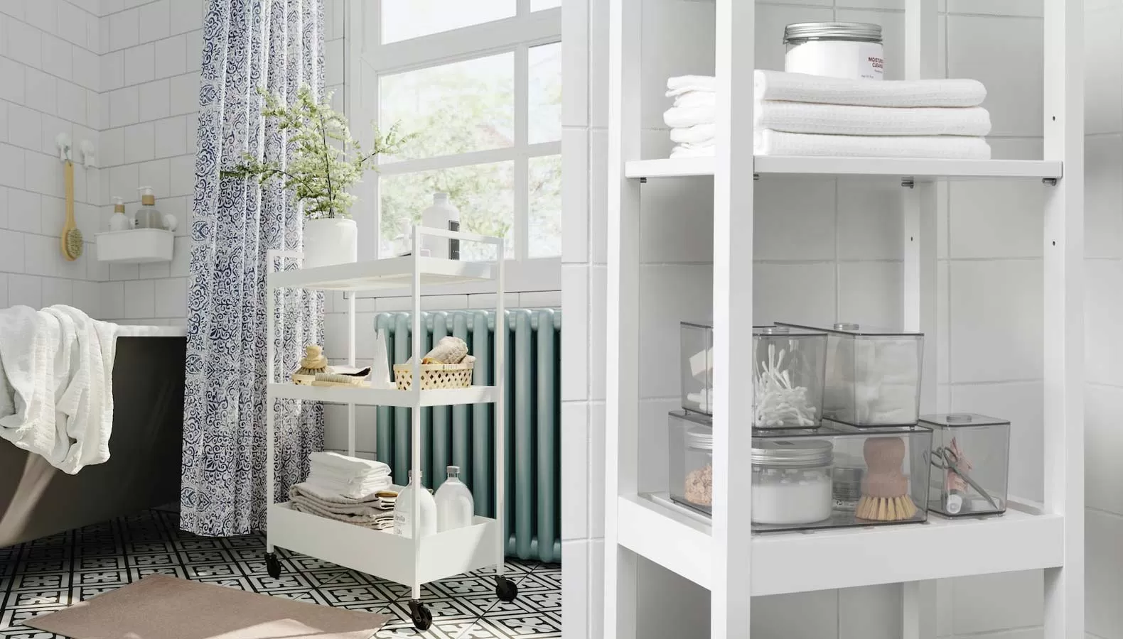 Freshen up in a bright and well-organised bathroom