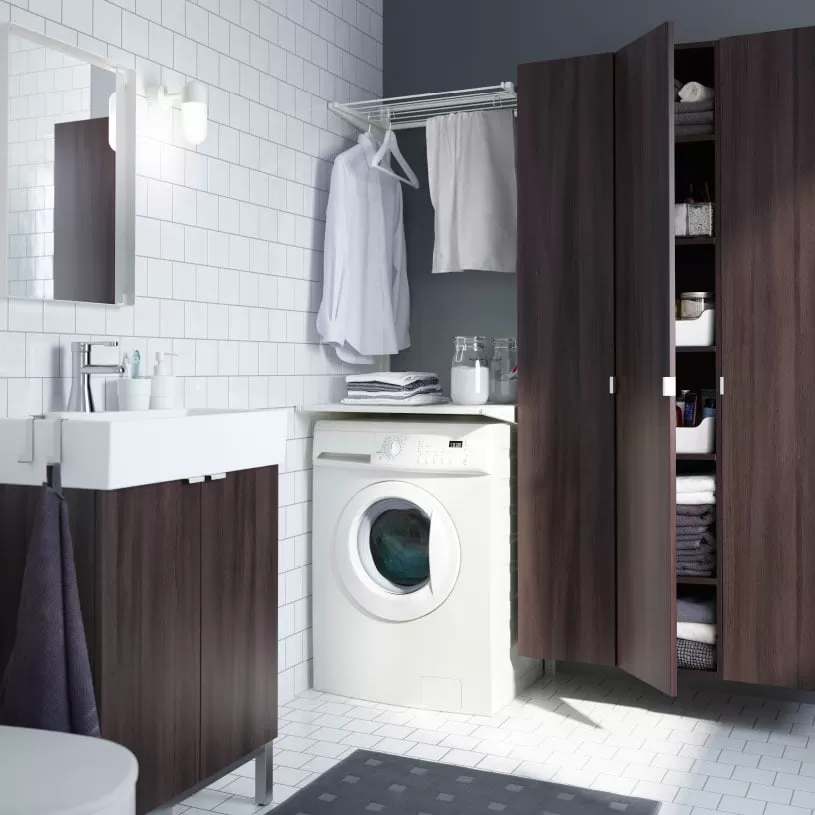 Tambahkan area laundry di kamar mandi Anda